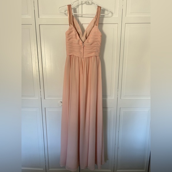 Azazie pearl pink color maxi bridesmaid dress in size A2 - Picture 3 of 10